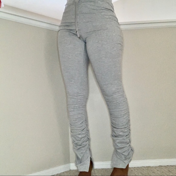 Grey Stacked Pants - Picture 1 of 3